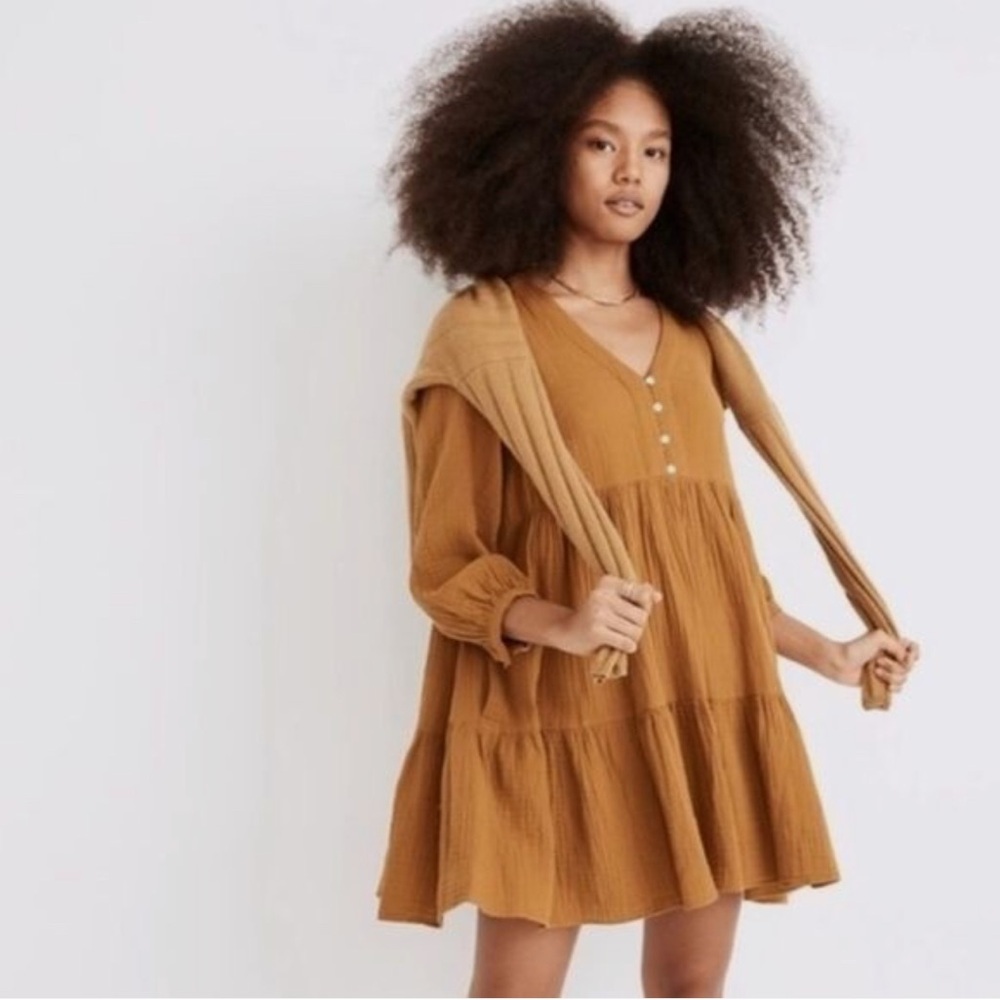 Madewell Lightspun Colette Mini Dress Mustard Yellow Size 00